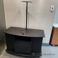 Black Rolling Presentation TV and Media Stand w/ Storage